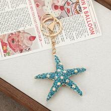 Novo chaveiro de estrela-do-mar totalmente cravejado de strass, pingente colorido em estilo oceano para carro, enfeite criativo para bolsa, joia boho em liga de zinco, verão. - Multicolorido - Ver 6