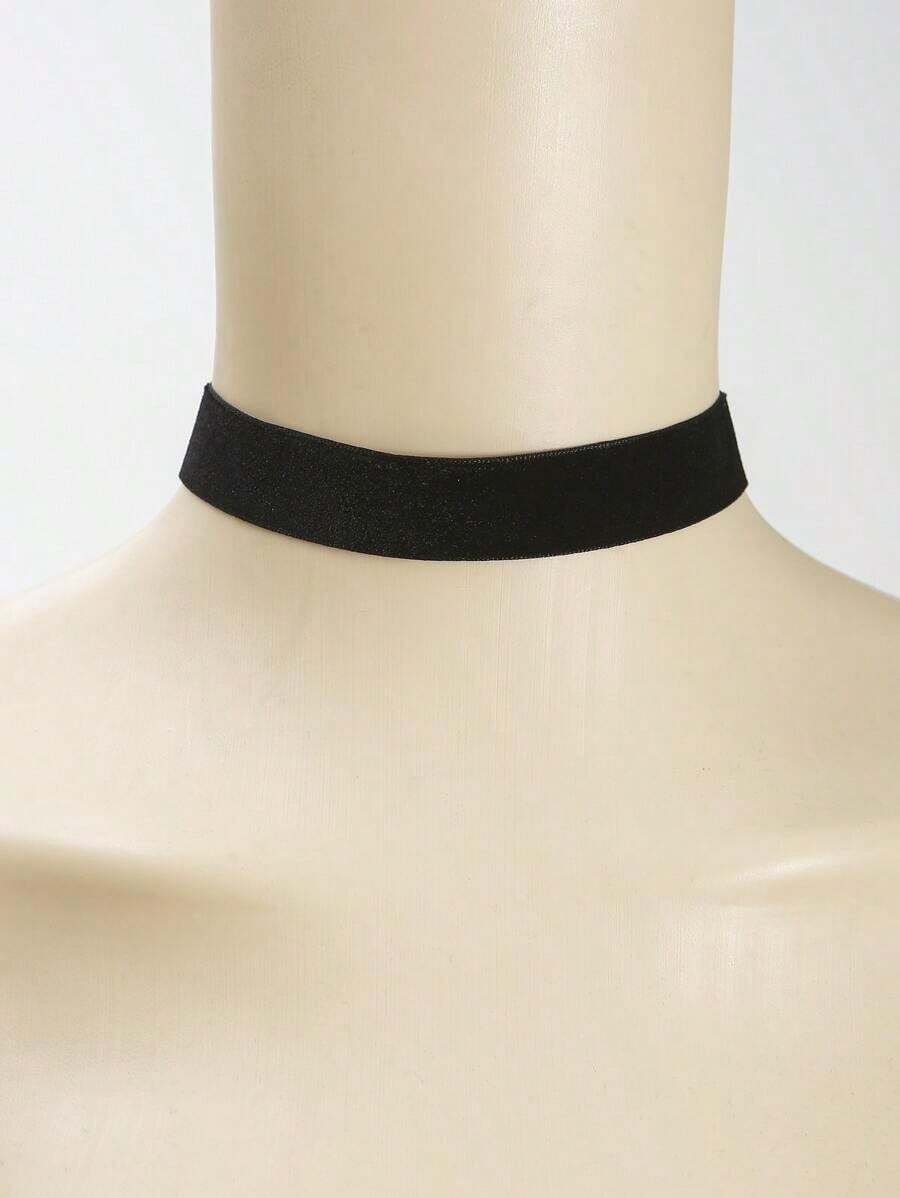 Minimalist Solid Choker Goth Punk Jewelry - 黑色 - 查看 1