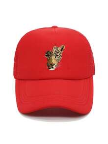 1pc Fashion Animal Sponge Cap Leopard Head Printing Adult Truck Driver Hat Baseball Hat Fishing Hat Funny Gift Hat For Men And Women Spring And Summer - A - View 12
