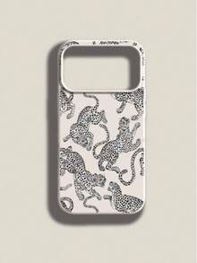 Fierce Animals 1pc Leopard Pattern Liquid Silicone Shockproof Phone Case, Compatible With Apple Xs/Xsmax/Xr/11 12 13 14 15 16pro/Promax/14 15 16plus/17, Can Be Given As Holiday Gift, Unisex - Multicolor - View 1