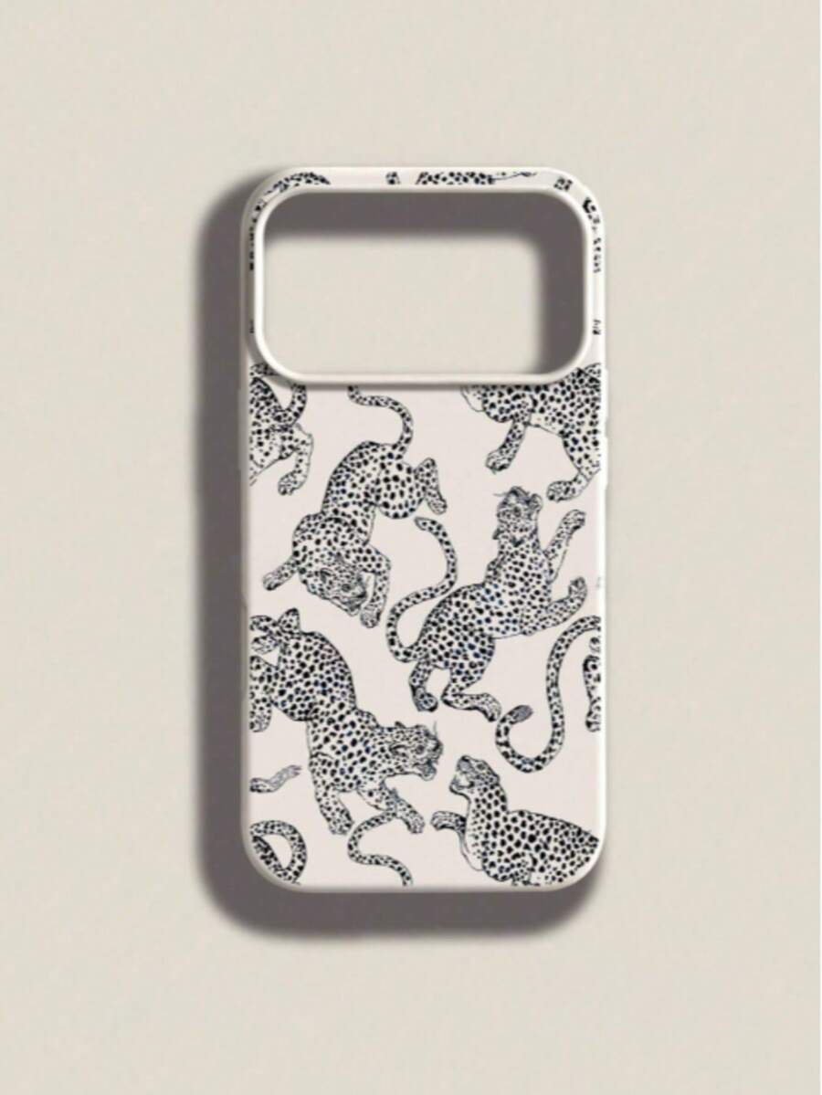 Fierce Animals 1pc Leopard Pattern Liquid Silicone Shockproof Phone Case, Compatible With Apple Xs/Xsmax/Xr/11 12 13 14 15 16pro/Promax/14 15 16plus/17, Can Be Given As Holiday Gift, Unisex - Multicolor - View 1