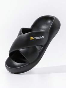 Slides For Women Cross-Over Shower Slides For Women Soft House Slippers Simple Fashionable EVA - Hitam - View 2