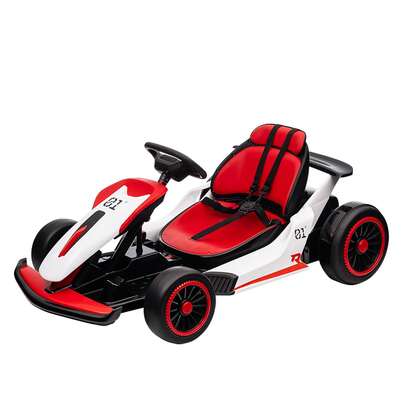 Go Kart, coche eléctrico de kart de deriva con asiento ajustable, 24 V 7 Ah juguete para exteriores, motor 2 * 200 W, 8.1 MPH, luces LED, auto de carreras de juguete para niños de 6 a 12 años