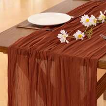 1pc 90cm X 180cm Boho Style Sheer Table Runner, Countryside Transparent Table Runner Suitable For Wedding Bride Party Banquet - Multicolor - View 2