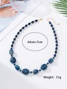 1 chiếc vòng cổ dài màu xanh óng ánh thời trang - Màu xanh lam - Xem 4