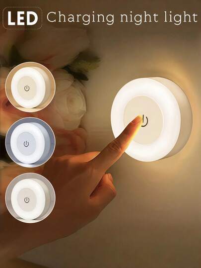 USB Rechargeable LED Night Light - Dimmable, Wall-Mounted, USB Charging, Suitable For Bedroom Ambiance, Adjustable Color Temperature, Wall-Mounted Light | Modern Night Light | Touch Lamp, Bedroom LED Light, Valentine's Day Gift Lamp