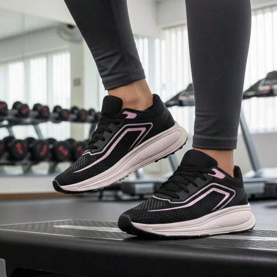 Comfortable Sports Shoes For Gym, Walking, Running 149a - Black and Pink - View 1