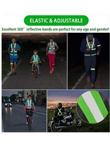 Reflective Safety Vest With Adjustable Waist Belt, Shoulder Strap, Arm Band And Leg Strap - Multicolor - View 3