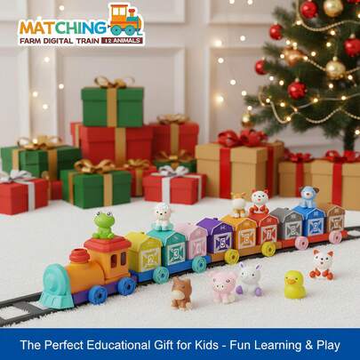 幼儿火车玩具套装、农场动物玩具、蒙特梭利玩具（适合幼儿）、手指玩偶和谷仓、计数和分类玩具、圣诞节、复活节、生日礼物（适合男孩、女孩、学前儿童）