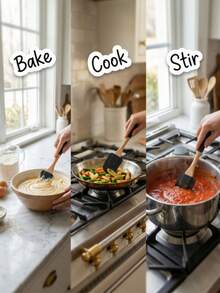 3pcs Silicone Kitchen Set (Spatula, Whisk, Basting Brush). Soft Silicone Heads Won't Scratch Cookware, Heat-Resistant. Suitable For Breakfast Prep, Baking And Daily Cooking. Made Of Silicone Material, Silicone Handles Are Non-Slip And Heat-Resistant. Non-Stick Coating Makes It A Multi-Functional Practical Kitchen Set. - Multicolor - View 9