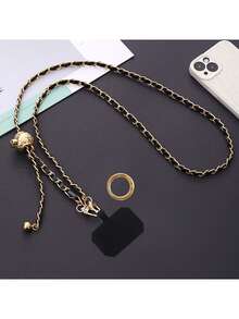 枪形黑银链条PU皮革可调节长挂绳，带透明卡套 - 彩色 - 查看 20