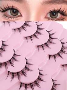 7 pares de pestañas postizas coreanas de punta puntiaguda y gruesas con diseños de dibujos animados, pestañas falsas naturalmente rizadas para ojos grandes de muñeca, pestañas postizas hechas a mano y cómodas - Ver 1