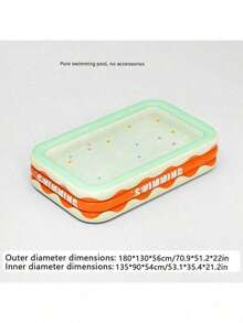 Foldable Inflatable Swimming Pool, PVC Material, Wave Edge "Swimming" Print - Ideal For Outdoor Patio And Garden Entertainment. Suitable For Backyard Water Play, Family Pool Parties, Available In Multiple Sizes, PVC Material, Bottom Drain Hole (Subject To Actual Item Received, Slight Size Variation Is Normal) - C - View 16