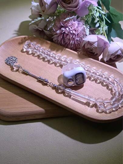 Set de rugăciune Ramadan 2 buc - brățară cu mărgele 45 buc + numărător de inele, pungă cadou rafinată cu bomboane, esențială pentru Ramadan și Eid, numărător de rugăciune Ramadan, accesorii portabile pentru rugăciune