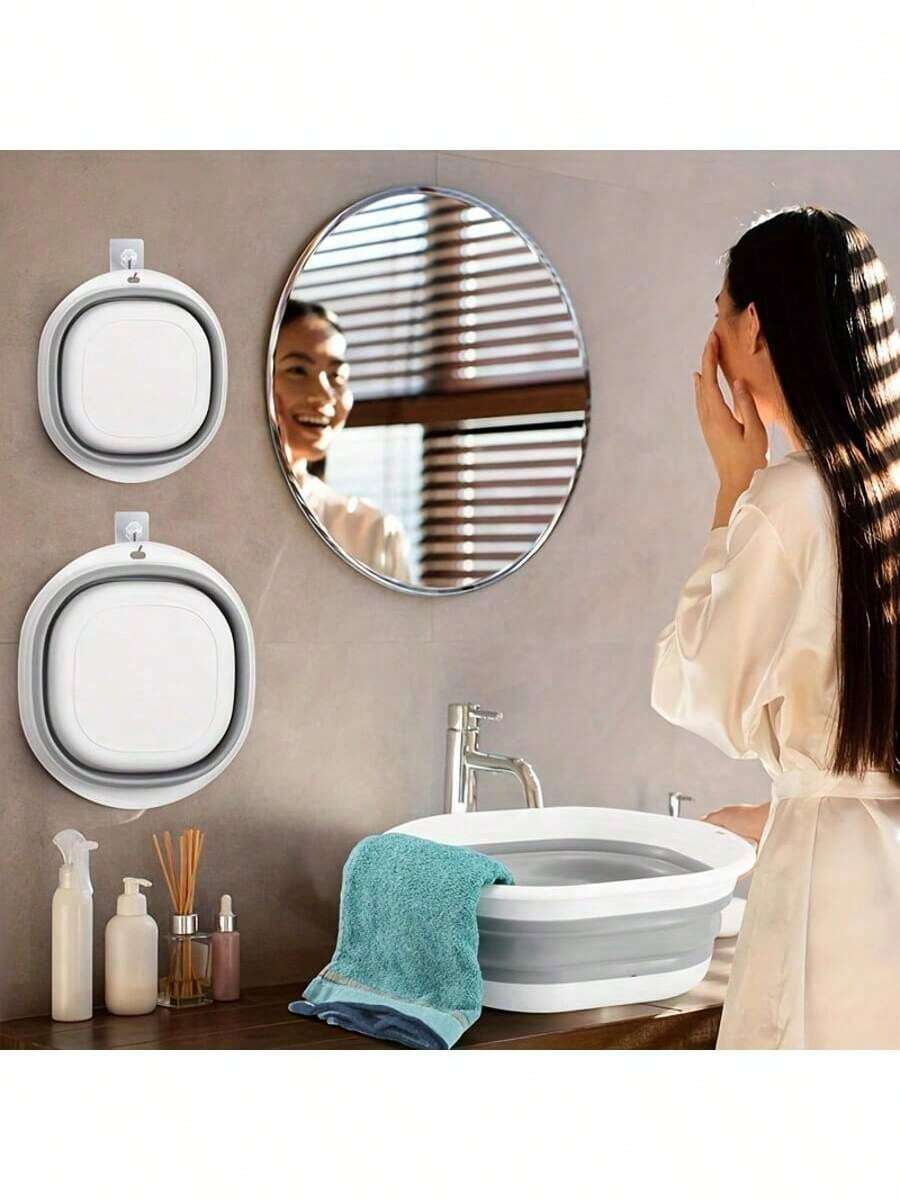 可折叠宠物浴缸，小型犬洗澡盆带排水口，可折叠洗衣盆，洗衣篮，猫狗浴缸 - 彩色 - 查看 1