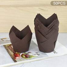 50 pièces Moules à muffins Tulipe - Caissettes à cupcakes en papier jetables, résistantes à la chaleur et imperméables aux graisses pour la cuisson - Parfait pour Pâques, Thanksgiving, Mariage, Fournitures pour fête d'anniversaire - Multicolore - Voir 14