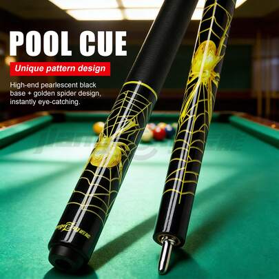 12.5mm Novelty Spider Pattern Cool Yellow Carbon Fiber Glass Fiber Billiard Cue Stick, Suitable For American Pool Table Entertainment And Clubs