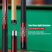 13毫米枫木杆头台球杆，波西米亚风格，适用于美式台球和台球训练 - 紅色 - 查看 2