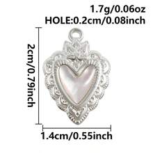 2pcs Heart-Shaped Pendant, Natural Abalone Shell, Glossy 304 Stainless Steel, Jewelry Making Supplies, Charm For Necklace, Earrings, DIY, Waterproof, Fade-Resistant, Fashionable Beach/Ocean Decor - Heart - View 16