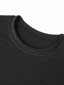 Tween Boy Casual Graphic Print Crew Neck Short Sleeve T-Shirt, Summer Top - Black - View 8