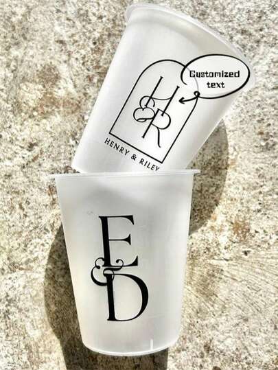 Personalized Wedding Cup Stickers - Custom Name & Monogram Vinyl Decals For Frosted Cups, DIY Bridesmaid Gift Decor (STICEKRS ONLY, NO CUP)