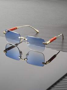 1 Pair Men's Small Frameless Classic Elegant Design Fashion Versatile Streetwear & Dating Accessory Fashion Glasses - Multicolor - View 6