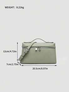1 pieza Bolso de hombro cuadrado de unicolor con textura de grano de litchi en PU, bolso de mano pequeño para mujer, adecuado para combinar con diaria, salidas, compras, fiestas, bol - verde menta - Ver 10