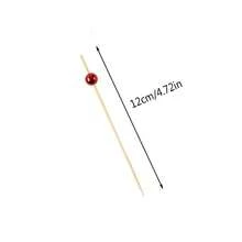 红珍珠竹签，竹制水果蛋糕签，开胃菜签，鸡尾酒签，适用于婚礼、生日、派对、毕业典礼、周年纪念日、晚宴、学校活动、圣诞节、万圣节、感恩节、新年等场合，厨房必备用具 - 紅色 - 查看 12