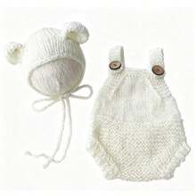 Newborn Photography Props Teddy Bear Hat Mohair Handmade Knitted Set, Cute Baby Boy Girl Photo Shoot Outfit - Multicolor - View 7