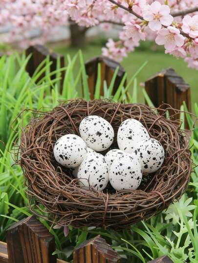 11pcs Easter Bird Nest Decorative, Simulated Rattan Woven Bird Nests, Bird Nests Simulated Decorations, Mini Simulation Bird Egg Props, Easter Garden Decorations, Artificial Bird Nests, Easter Supplies
