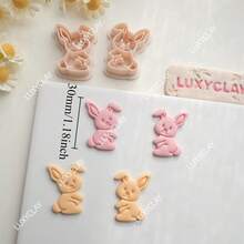 2 piezas de cortadores de arcilla polimérica con forma de conejo, cortadores de arcilla con patrón de conejo en relieve para hacer colgantes y joyas DIY, herramientas de manualidades de arcilla polimérica con temática del Día de Pascua - Conejo - Ver 8