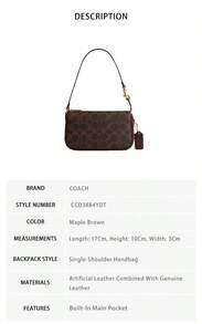 Coach Plaza Printed Women's Single Shoulder Handbag CCD38B4YDT - 楓棕色CCD38B4YDT - 查看 7