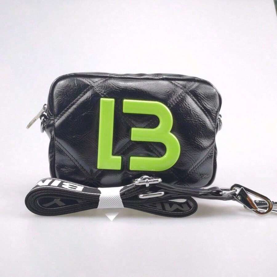 Bolso de hombro LOLA, bolso de hombro BIMBA, bolso de hombro unisex cuadrado compacto, ligero pero espacioso, correa de hombro ajustable. - Negro-3 - Ver 1