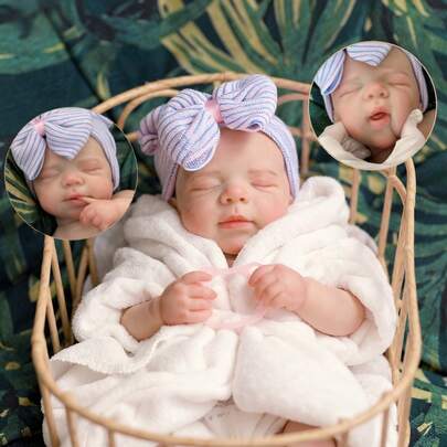 18英寸逼真硅胶重生娃娃，3D彩绘皮肤纹理，防水，柔软，可张嘴，可爱逼真的解剖学女娃娃，送给孩子的完美礼物