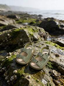 新生儿男女童凉鞋，防滑软底婴儿幼儿露趾休闲夏季步行鞋 - 綠色 - 查看 4