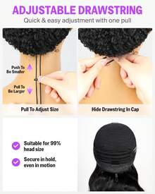 bling hair V Part Wig Human Hair Glueless No Leave Out Upgrade U Part Wigs Deep Wave Wig With Spiral End Deep Curly Wigs For Women Full Head Clip In Half Wigs 13x6 Deep Wave Lace Front Wigs Human Hair 250% Density 26 Inch - Natural Black - 查看 7