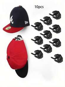 10 piezas Ganchos adhesivos para sombreros, diseño minimalista de estante para sombreros, sin necesidad de perforar, ganchos con ventosa resistente - Multicolor - Ver 9
