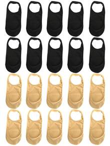 chuanwa（2） 1/5/10 Pairs Women's Super Thin Breathable Solid Color Silicone Non-Slip Hollow Boat Socks For Summer - Multicolor - View 14