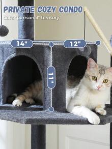 PAWZ Road 69'' Tall Cat Tree For Indoor Large Cats, Large Cat Tower For Fat Cats With Super Big [20X16] Hammock, Cat ClimbingTree Tower With Scratching Posts, Condo House And Large Top Perch,Deep Grey - Dark Grey - View 9