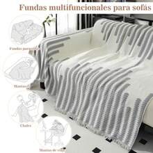 sofás y sofásFunda de Sofá Chenille de Doble Cara - Fundas para Sillones Washable Anti-Slip Multifuncional Sofa Cover para Mascotas Cubre Sala All Seasons Gris 180 * 130 CM - Gris - Ver 5