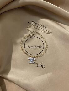 LADYCOCO 1条时尚优雅的不锈钢链镶钻吊坠手链，适合女士日常佩戴 - 彩色 - 查看 4