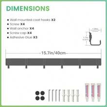 6-Inc  Mount Coat Rack Wit 6 Ooks Compact Ooks  Anging Coa A Jacket Bags And Purses In Entryway   Or Closet Install Wit Strong Glue Or Screws 2-Pack - Black 2 Pack - View 5