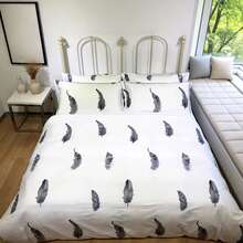 Golden Bee 印花四件式床品 6款可選 被套140x200–200x220cm + 床單 + 2枕頭套70x80cm 柔軟透氣簡約風臥室套裝 - 黑與白 - 查看 5