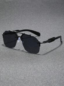 1pc Men Classic Coloful Geometric Oversized Rimless Design Pearl Decoration Fashion Y2K Fashion Glasses For Musical Festival Outdoor Travel Camping Beach Rave Party Daily Life Protection Accessories - Multicolor - View 13