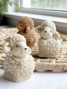 1个3D卡通小羊蜡烛模具，耐用梦幻设计，适用于香薰蜡烛工艺艺术家居装饰硅胶模具，复活节、母亲节、圣诞节、婴儿派对等场合适用。 - A - 查看 6