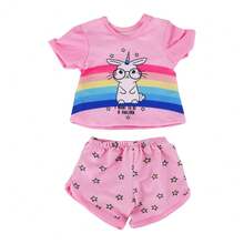 5pcs 18-Inch Doll Clothes Set, Including 18-Inch Doll Short Sleeve Top And Shorts (Doll Not Included), Soft & Breathable For Everyday Wear - Multicolor - View 6