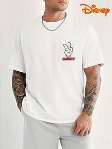 Disney Men's Casual T-Shirt, Mickey Gesture Grid Print, Retro Pop Art Design, Oversized Fit, Ideal For  Style - 白色 - 查看 3