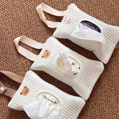 Car Tissue Box Hanging Ins Cute Bear Car Multifunctional Tissue Bag Car Seat Back Tissue Box