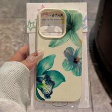 Phone - Teal Floral Combination Pattern Iphone16Promax Phone 16/16PLUS/15PROMAX/15PRO/15PLUS/15/14PROMAX/14PRO/14PLUS/14/13PROMAX/13PRO/13/12PROMAX/12PRO/12/11PROMAX/11PRO/11/X/XR/XSMAX Anti-Fall, Premium, Soft, New, Fashion Pastel Easter Soft Phone - 1pc - 查看 6