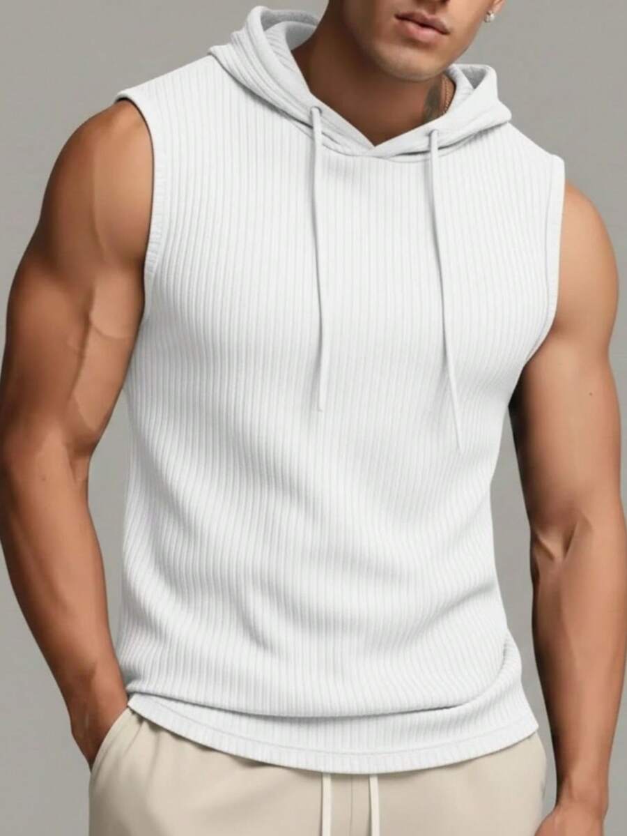 Men's Ribbed Knit Tank Top - trắng - Xem 1